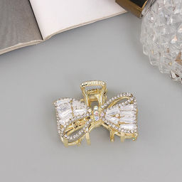 Цена за 6 шт. Крабик для волос «Дороти», бантик, 4 см, золото