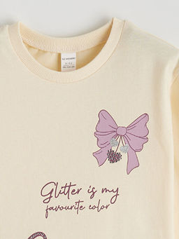 Bisiklet Yaka Bask?l? K?z ?ocuk Ti??rt