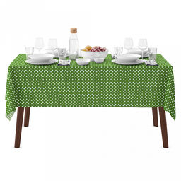 Скатерть 220х145см "Горох зеленый", длина стола до 180см, на 8-10 персон, хлопок "Оптима" 171г/м2, упаковка классическая 28х41см, "Домашняя мода" (Россия)