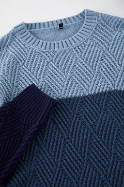 TRENDYOL MAN Indigo Regular Bisiklet Yaka Renk Bloklu Kazak TMNAW20LS0026 - Trendyolmilla фото 13