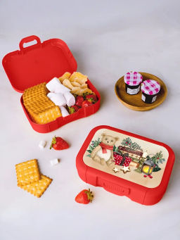 Ланч-бокс 0,85л с декором "Игрушки" (красный)