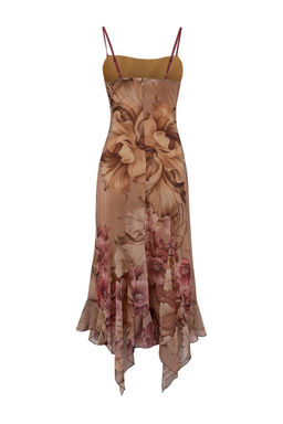 Cok Renkli A-Kesim Cicek Desenli F?rf?rl? Orme Tul Elbise TPRSS24EL00133