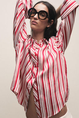 STRIPED SHIRT WITH TURN-UP SLEEVES - Zara фото 3