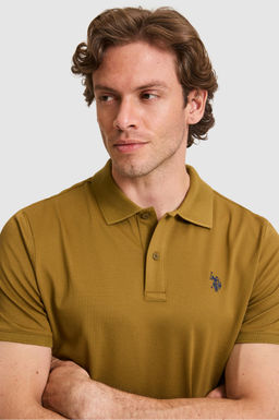 Erkek Ye_il Regular Fit Polo Yaka Basic Ti__rt