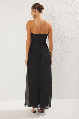 TRENDYOLMILLA Siyah A-Kesim Tas Aksesuar Detayl? Dokuma Maxi S?k Abiye Elbise TPRSS25AE00083 фото 5