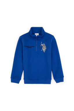 Erkek _ocuk Mavi Yar_m Fermuarl_ Sweatshirt