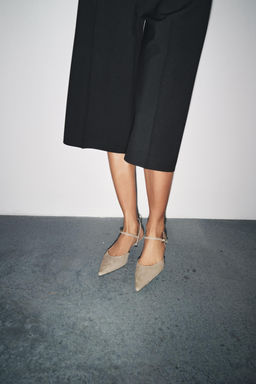 SUEDE KITTEN-HEEL SLINGBACKS - Zara фото 6