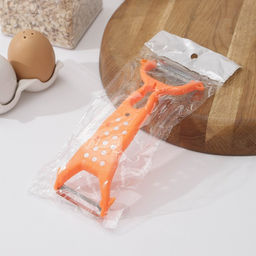 Овощечистка Доляна Горох, двухсторонняя, 16 см, цвет оранжевый  фото 4