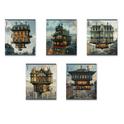 АКЦИЯ Цена за 5 шт. Тетрадь школьная ученическая ErichKrause Flying House, 36 листов, клетка_MIX-PACK