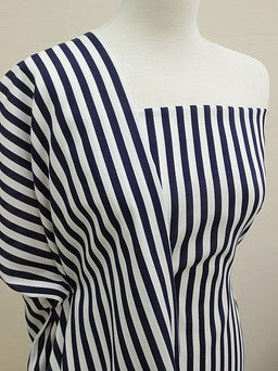 Штапель Чернильная полоска (10мм) на белом, ш.1.45м, вискоза-100%, 90гр/м.кв - Купава фото 2