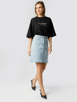 Юбка А-силуэта из эластичного денима - Vilatte фото 5