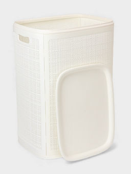 Плетёная корзина для белья с крышкой "Лён" 75л 43×32×60см, цвет белый