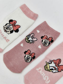 Minnie Mouse Bask?l? K?z Bebek Soket ?orap 3l?