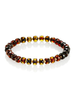 Нарядный браслет из натурального янтаря Карамель алмазная переливающаяся