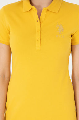 Женское шафрановое трикотажное платье Неожиданная скидка в корзине - U.s. polo assn фото 5