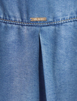 Укороченная блузка с кулиской из джинсового лиоцелла - Vilatte фото 5