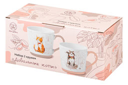 Набор 2 кружек 400 мл 13,5*9,5*9 см Довольные коты, фарфор - Elan gallery фото 6