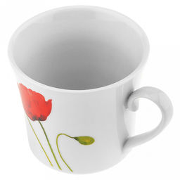 Кружка фарфоровая "Алый мак" 250мл, д8,5см, h9см, форма "Рассвет" (Россия)