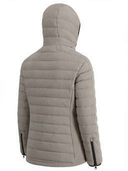 Куртка женская гибридная стёганая с капюшоном с графеновой подкладкой бежевого цвета 9622_1B