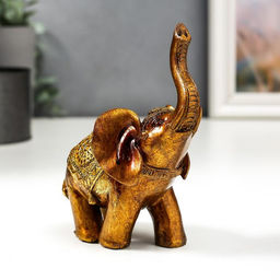 Фигурка полистоун лак «Слон в золотой попоне с узорами», 13×11×6.8 см