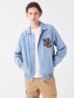 Standart Kal?p G?mlek Yaka Bomber Erkek Jean Ceket