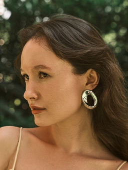 Серьги пластик Овал, цвет серебро - Qf фото 5