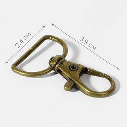 Цена за 2 шт. Карабин металлический, 39×24 мм / 20×1.5 мм, 6 шт., цвет бронзовый