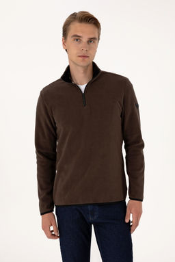 Erkek Koyu Kahverengi Basic Sweatshirt Sepette S_rpriz _ndirim