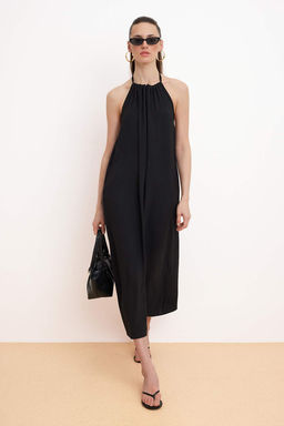 Siyah Rahat Kesim Maxi Dokuma Elbise TWOSS26EL00329