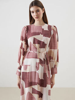 Bisiklet Yaka Desenli Elbise