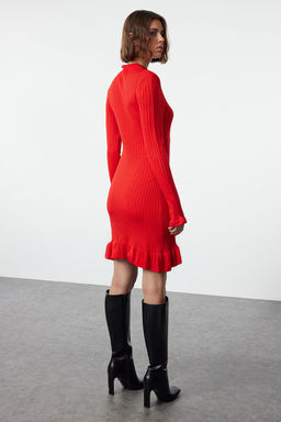 TRENDYOLMILLA K?rm?z? Mini Triko Etek Ucu Detayl? Elbise TWOAW24EL00468 фото 21