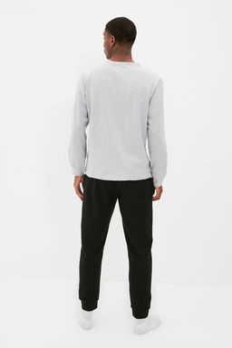 TRENDYOL MAN Siyah-Gri Regular Fit Bask?l? Pijama Tak?m? TMNAW22PT0505 - Trendyolmilla фото 5