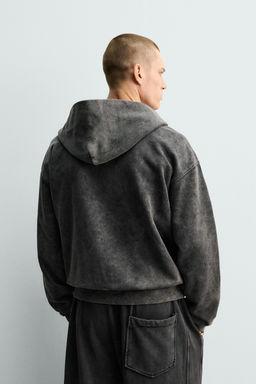 SUDADERA LAVADA CREMALLERA CAPUCHA / Antracita oscuro - Zara фото 11