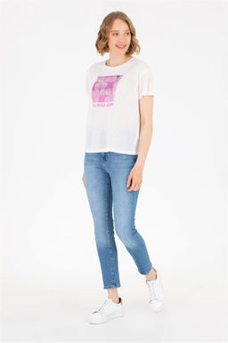 U. S. Polo Assn Женская футболка цвета экрю с круглым вырезом - U.s. polo assn фото 9