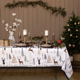 Скатерть новогодняя «Доляна» X-Mas 146×110+/- 3 см, 100% хлопок, рогожка 164 г/м²
