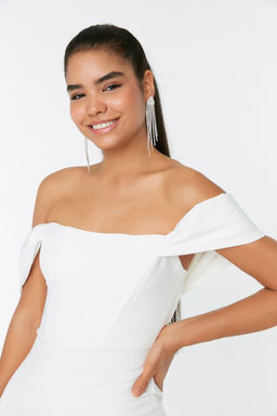 TRENDYOLMILLA Mor Vucuda Oturan Korse Detayl? Dokuma S?k Abiye Elbise TPRSS22EL00097  фото 35