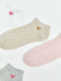 Kalp Desenli K?z ?ocuk Patik ?orap 5li
