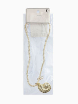 Кулон на жгуте текстильном "Ракушка", цвет бело-золотой