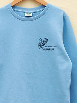 Bisiklet Yaka Bask?l? Uzun Kollu Erkek ?ocuk Sweatshirt - Waikiki фото 3