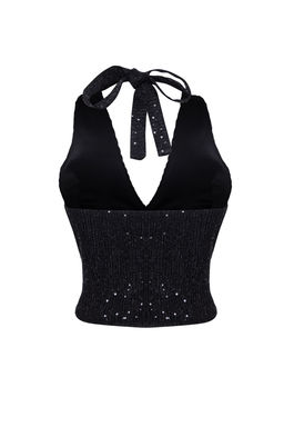 Trendyolmilla Siyah Gul Detayl? Payet Bluz TPRSS25BZ00010  фото 8