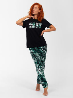 Пижама женская кулирка с брюками "МАМБА" ЗЕЛЕНЬ