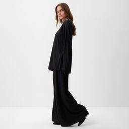 Костюм женский: блуза, брюки, MIST Classic collection, размер 44-46, чёрный