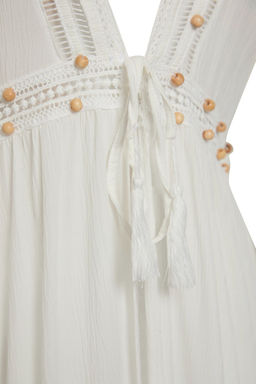 Ekru Maxi Dokuma Serit Aksesuarl? Baglama Detayl? Plaj Kimono&Kaftan TBESS25KM00011 - Trendyolmilla фото 8