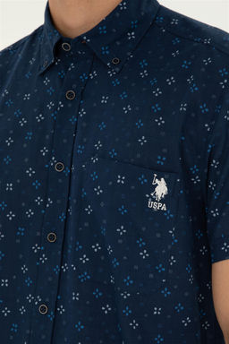 U. S. Polo Assn / Мужская темно-синяя рубашка с коротким рукавом - U.s. polo assn фото 7