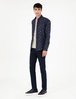 Lacivert Slim Fit Uzun Kollu G_mlek - Pierre cardin фото 4