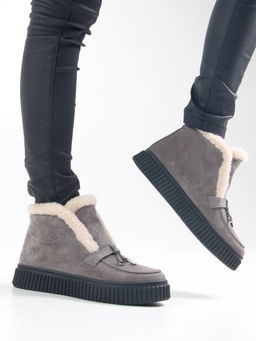 Ботинки 307.от11bl. серый замок замша/Мех