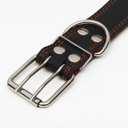 Ошейник кожаный двухслойный, 85 х 4.5 см, ОШ 50-70 см, чёрный - Пижон фото 4