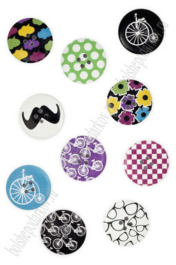 Пуговицы декоративные 30 мм с рисунком "Ассорти" (20 шт) SF-2184