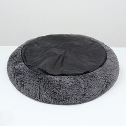 Лежанка для собак и кошек, длинный мех, 80 х 80 х 25 см, серая - Пижон фото 5