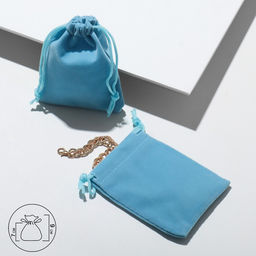 Цена за 50 шт. Мешочек бархатный, 7x9см, цвет голубой - Simaland фото 2